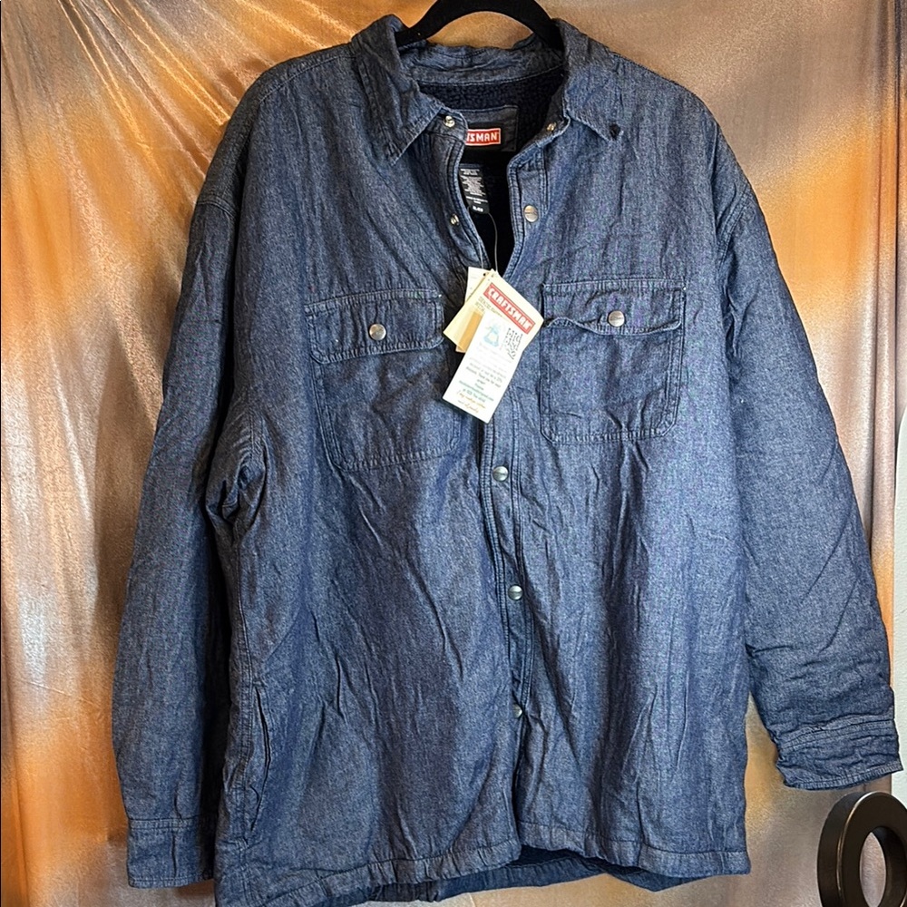 Craftsman Men's Blue Denim Jacket‎ fleece lined XL 55” chest 502 NWT - Picture 1 of 5